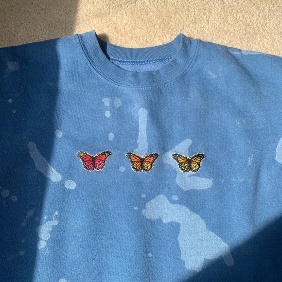 Sweaters - Hand stitched butterfly sweatshirt (one of a kind)